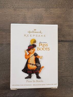 Hallmark Puss in Boots 2011 Ornament - Orange Cat with Black Cape and Red Hat